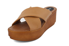 Carica l'immagine nel visualizzatore di Gallery, Sandali Donna In Pelle Colore Cuoio