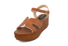 Carica l'immagine nel visualizzatore di Gallery, Sandali Donna In Pelle Colore Cuoio