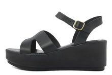 Carica l'immagine nel visualizzatore di Gallery, Sandali Donna In Pelle Colore Nero