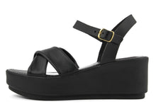 Carica l'immagine nel visualizzatore di Gallery, Sandali Donna In Pelle Colore Nero