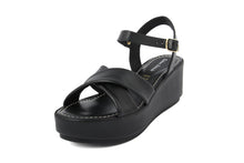 Carica l'immagine nel visualizzatore di Gallery, Sandali Donna In Pelle Colore Nero