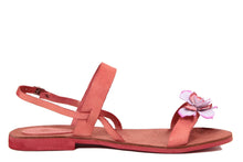 Carica l'immagine nel visualizzatore di Gallery, Sandali flat Donna in Pelle Rosso