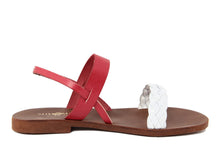 Carica l'immagine nel visualizzatore di Gallery, Sandali flat Donna in Pelle Rosso