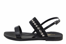 Carica l'immagine nel visualizzatore di Gallery, Sandali flat Donna in Pelle Nero