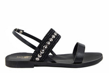 Carica l'immagine nel visualizzatore di Gallery, Sandali flat Donna in Pelle Nero