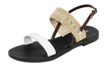 Carica l'immagine nel visualizzatore di Gallery, Sandali flat Donna in Pelle Dorato