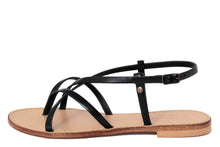 Carica l'immagine nel visualizzatore di Gallery, Sandali flat Donna in Pelle Nero
