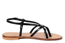 Carica l'immagine nel visualizzatore di Gallery, Sandali flat Donna in Pelle Nero