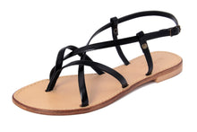 Carica l'immagine nel visualizzatore di Gallery, Sandali flat Donna in Pelle Nero