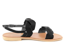 Carica l'immagine nel visualizzatore di Gallery, Sandalo flat in Pelle Nero