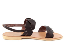 Carica l'immagine nel visualizzatore di Gallery, Sandalo flat in Pelle Marrone