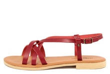 Carica l'immagine nel visualizzatore di Gallery, Sandali flat Donna in Pelle Rosso