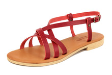 Carica l'immagine nel visualizzatore di Gallery, Sandali flat Donna in Pelle Rosso