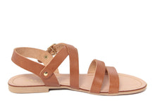 Carica l'immagine nel visualizzatore di Gallery, Sandali flat Donna in Pelle Cuoio