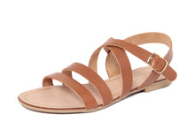Carica l'immagine nel visualizzatore di Gallery, Sandali flat Donna in Pelle Cuoio