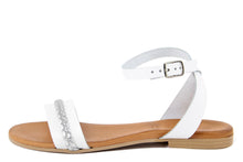 Carica l'immagine nel visualizzatore di Gallery, Sandali flat Donna in Pelle Bianco