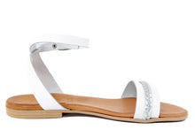 Carica l'immagine nel visualizzatore di Gallery, Sandali flat Donna in Pelle Bianco