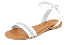 Carica l'immagine nel visualizzatore di Gallery, Sandali flat Donna in Pelle Bianco