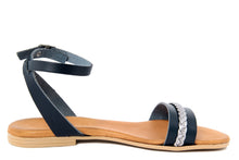 Carica l'immagine nel visualizzatore di Gallery, Sandali flat Donna in Pelle Blu