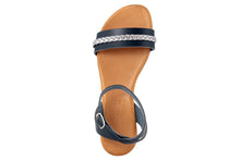 Carica l'immagine nel visualizzatore di Gallery, Sandali flat Donna in Pelle Blu
