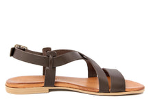 Carica l'immagine nel visualizzatore di Gallery, Sandali flat Donna in Pelle Marrone