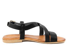 Carica l'immagine nel visualizzatore di Gallery, Sandali flat Donna in Pelle Nero