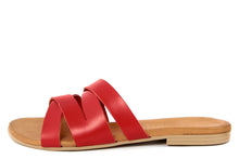 Carica l'immagine nel visualizzatore di Gallery, Sandali flat Donna in Pelle Rosso