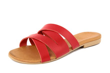 Carica l'immagine nel visualizzatore di Gallery, Sandali flat Donna in Pelle Rosso