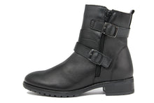 Carica l'immagine nel visualizzatore di Gallery, Stivaletto biker Donna in pelle Nero