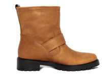 Carica l'immagine nel visualizzatore di Gallery, Stivaletto biker Donna in Pelle Marrone