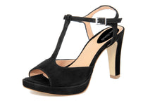 Carica l'immagine nel visualizzatore di Gallery, Sandali con tacco Donna In Pelle Nero