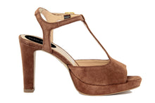 Carica l'immagine nel visualizzatore di Gallery, Sandali con tacco Donna In Pelle Marrone