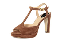 Carica l'immagine nel visualizzatore di Gallery, Sandali con tacco Donna In Pelle Marrone
