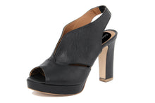 Carica l'immagine nel visualizzatore di Gallery, Sandali con tacco Donna In Pelle Nero