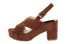 Carica l'immagine nel visualizzatore di Gallery, Sandali con tacco Donna In Pelle Marrone