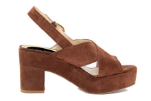 Carica l'immagine nel visualizzatore di Gallery, Sandali con tacco Donna In Pelle Marrone