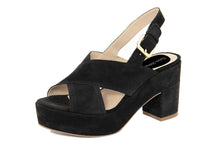 Carica l'immagine nel visualizzatore di Gallery, Sandali con tacco Donna In Pelle Nero