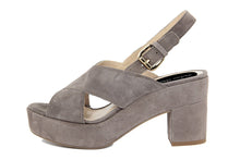 Carica l'immagine nel visualizzatore di Gallery, Sandali con tacco Donna In Pelle Grigio
