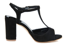 Carica l'immagine nel visualizzatore di Gallery, Sandali con tacco Donna In Pelle Nero