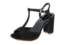 Carica l'immagine nel visualizzatore di Gallery, Sandali con tacco Donna In Pelle Nero