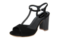 Carica l'immagine nel visualizzatore di Gallery, Sandali con tacco Donna In Pelle Nero