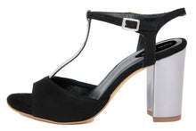 Carica l'immagine nel visualizzatore di Gallery, Sandali con tacco Donna In Pelle Nero