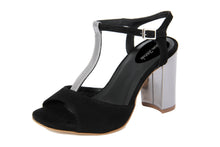 Carica l'immagine nel visualizzatore di Gallery, Sandali con tacco Donna In Pelle Nero