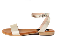 Carica l'immagine nel visualizzatore di Gallery, Sandalo flat Donna in Pelle Dorato