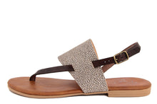 Carica l'immagine nel visualizzatore di Gallery, Sandalo Donna flat in pelle Marrone taupe