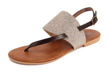 Carica l'immagine nel visualizzatore di Gallery, Sandalo Donna flat in pelle Marrone taupe