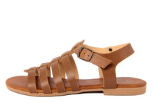 Carica l'immagine nel visualizzatore di Gallery, Sandalo Donna flat in pelle Cuoio