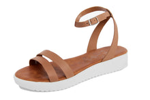 Carica l'immagine nel visualizzatore di Gallery, Sandali platform Donna in Pelle Marrone