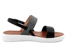 Carica l'immagine nel visualizzatore di Gallery, Sandalo Donna platform in pelle Nero Grigio