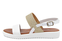 Carica l'immagine nel visualizzatore di Gallery, Sandalo Donna platform in pelle Bianco Dorato